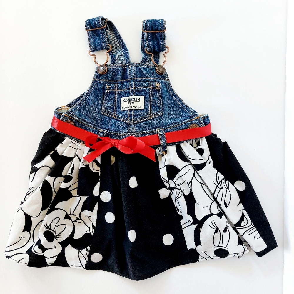 Minnie Mouse Overalls Dress size 6m Oshkosh x Custom Disney